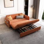 Load image into Gallery viewer, Sofa Bed Solid Wood Metal Frame Velvet Upholstery Storage Drawer Convertible
