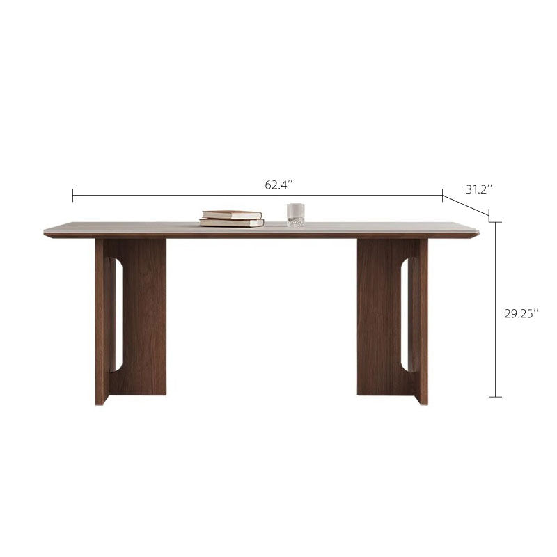 Modern Dining Table Set Solid Wood Legs Walnut Veneer Scratch Resistant Sintered Stone Top