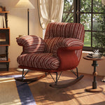 Load image into Gallery viewer, Modern Rocking Lounge Chair Striped Upholstery Accent Chair Curved Armrest Relax Chair
