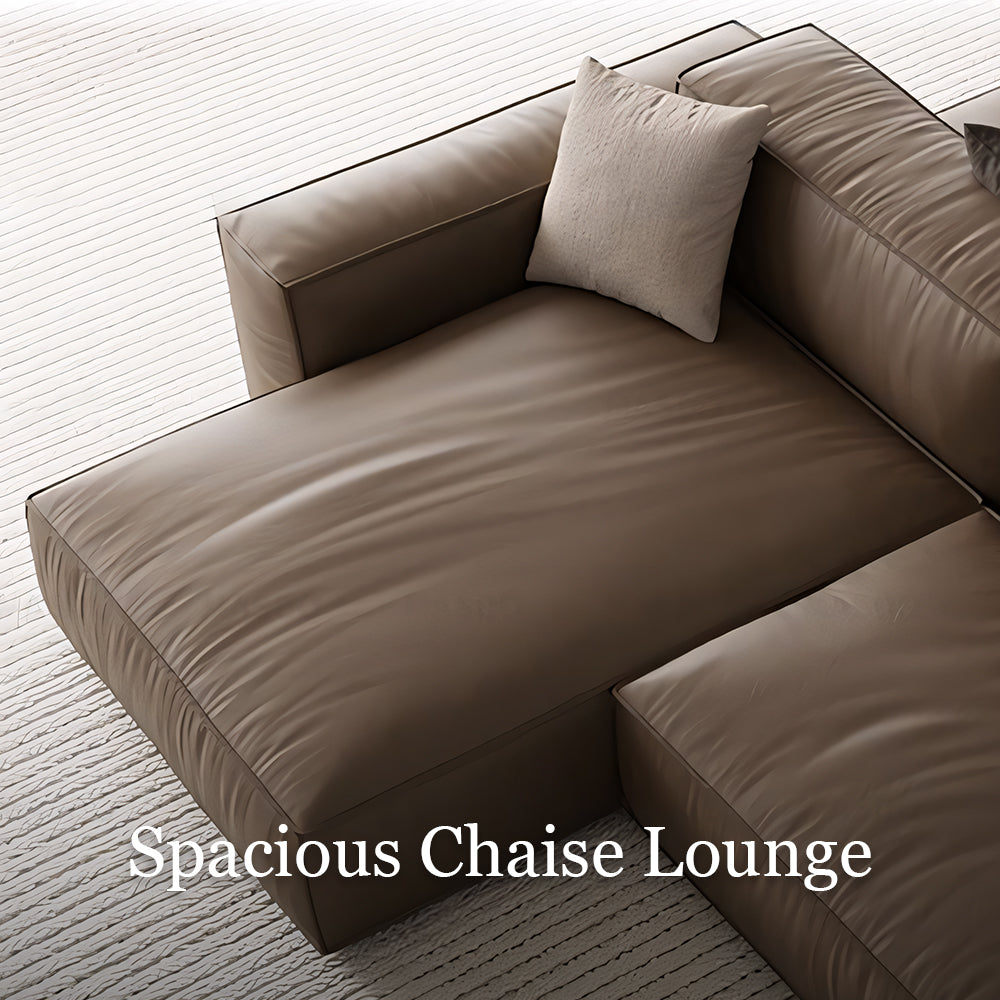 Modern Modular Top-Grain Leather Sectional Sofa