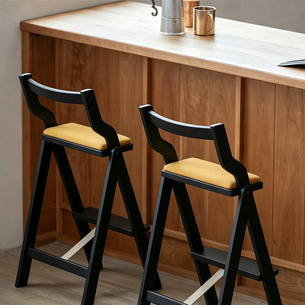 Modern Minimalist Counter Stool Solid Wood Bar Chair with Upholstered Seat 1 Piece
