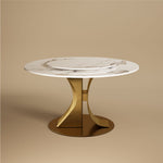 Load image into Gallery viewer, Round Dining Table Lazy Susan Marble Effect and Gold Metal Base Perfect for 4-6 People
