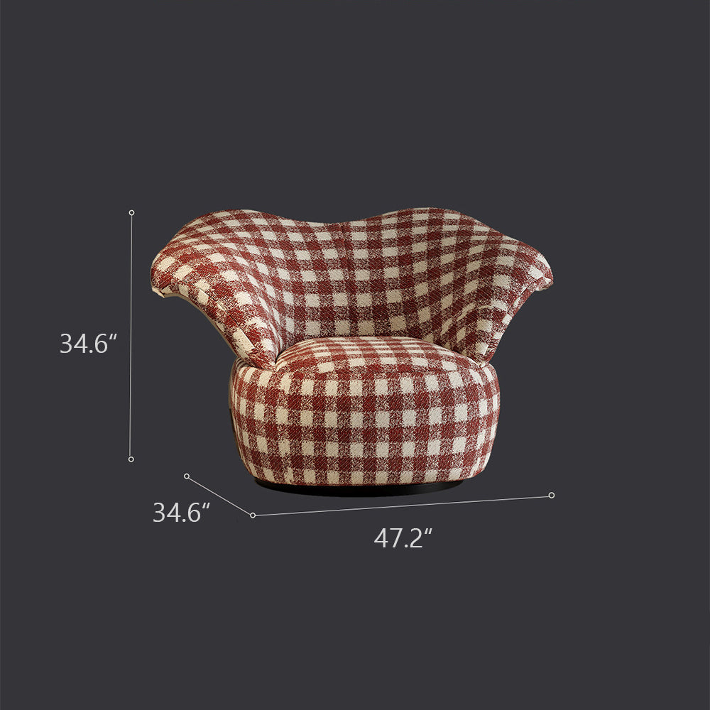 Curved Wingback Jester Style Swivel Chair with Soft Textile Upholstery