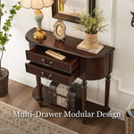 Load image into Gallery viewer, Solid Wood Classic Entryway Console Table with Drawers and Lower Shelf
