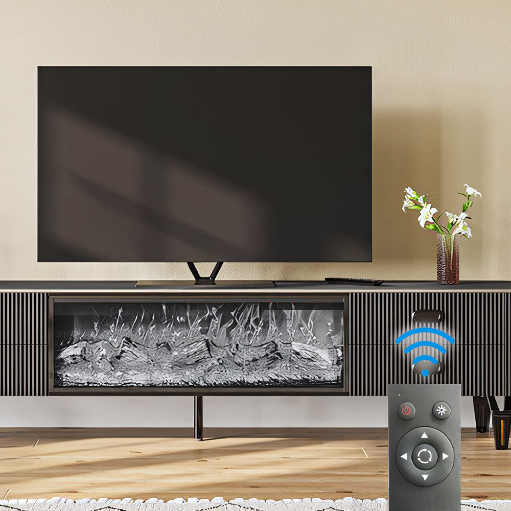 Modern Black Electric Fireplace TV Stand for 65 to 85-inch TVs