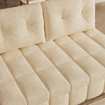 Load image into Gallery viewer, 65.5" Convertible Beige Sofa Bed with Adjustable Back Cushions
