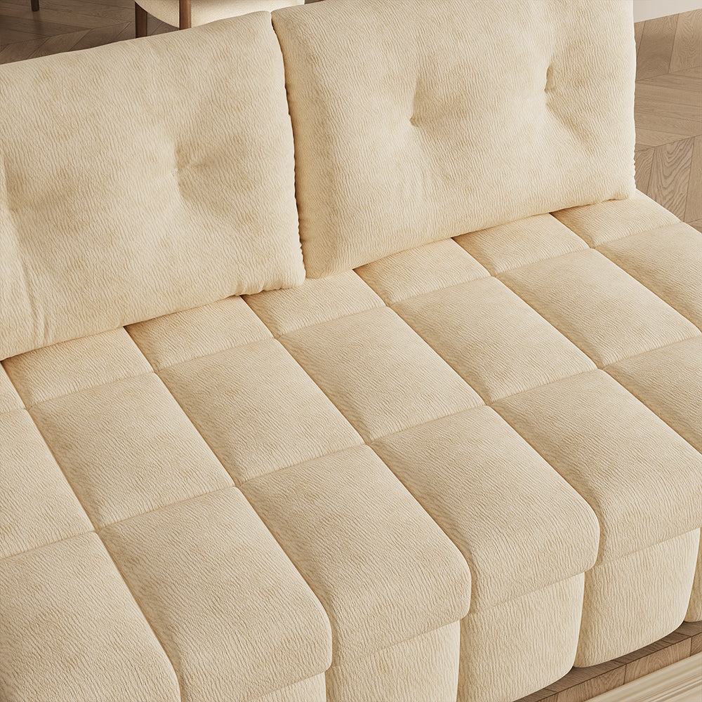 65.5" Convertible Beige Sofa Bed with Adjustable Back Cushions