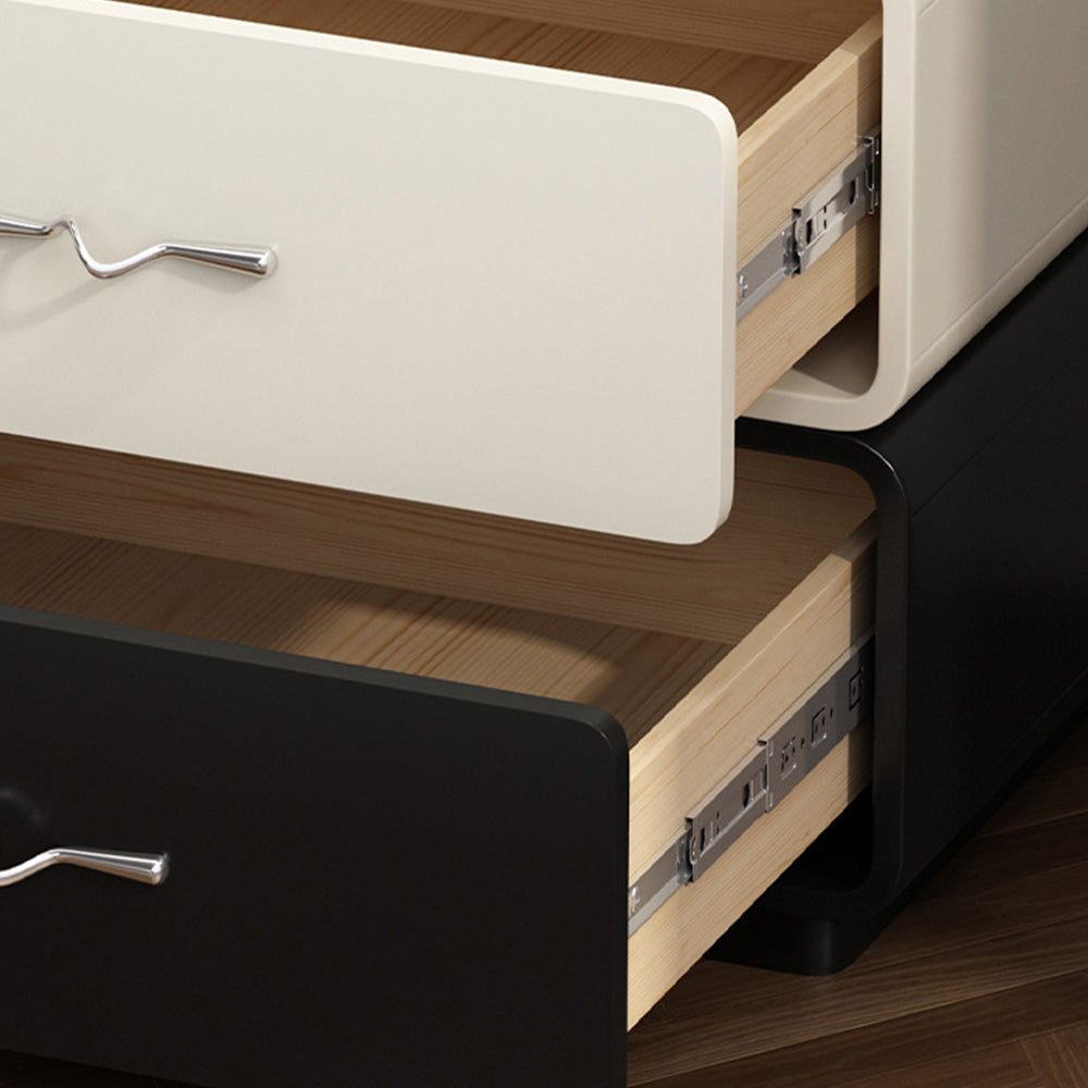Modern Two-Tone Bedside Table with Soft Rounded Edges and Drawer Storage