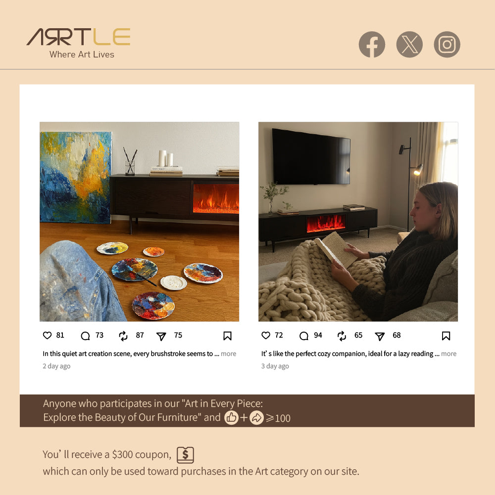 Electric Fireplace TV Stand Flame Effect with 3 Color LED Lights for 65 to 75 inches TVs