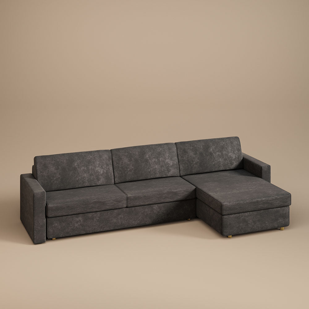 3-Person Corner Sofa Bed with 3.9" Thick Spring Mattress Independent Spring Mattress Sectional Sleeper Sofa Storage