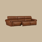 Load image into Gallery viewer, 119.2'' Modern Genuine Leather Power Reclining Sofa Remote Control Adjustable Seats Brown Leather Couch
