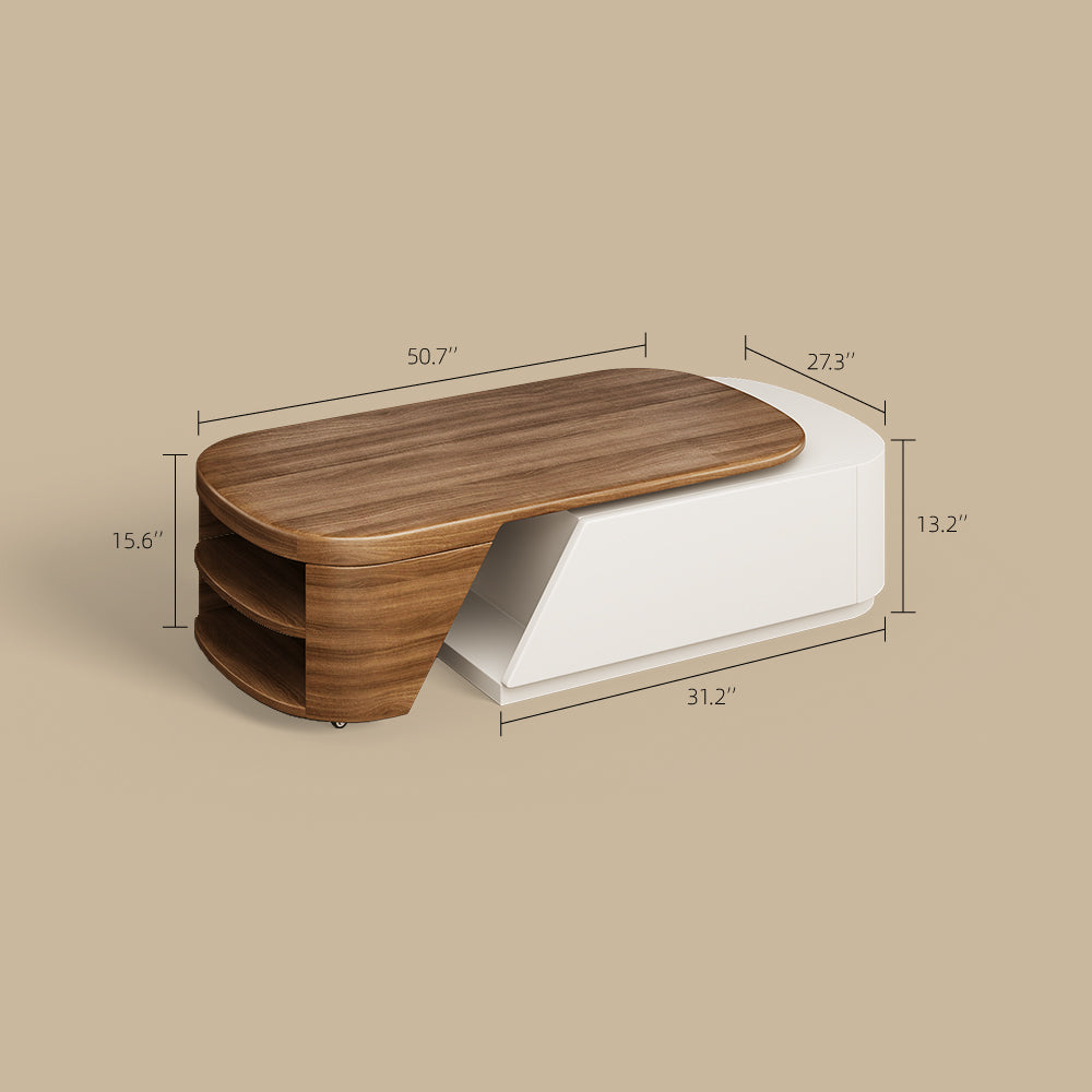 50.7'' Modern Extendable Coffee Table with Wood Finish & Hidden Storage