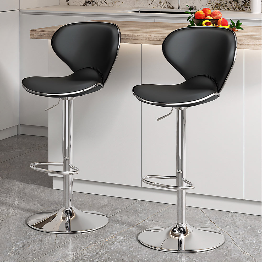 Modern Adjustable Swivel Bar Stool Upholstered Faux Leather Seat Height Adjustable 1 Piece