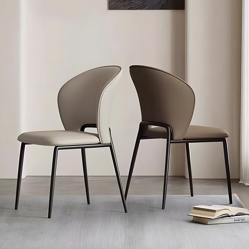 Set of 2 Luxurious Elegant Modern Dining Chairs Sleek Leather Design with Ergonomic