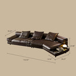 Load image into Gallery viewer, Modern Low-Profile Leather Sofa Deep Brown Upholstery with Wide Armrests &amp; Metal Legs
