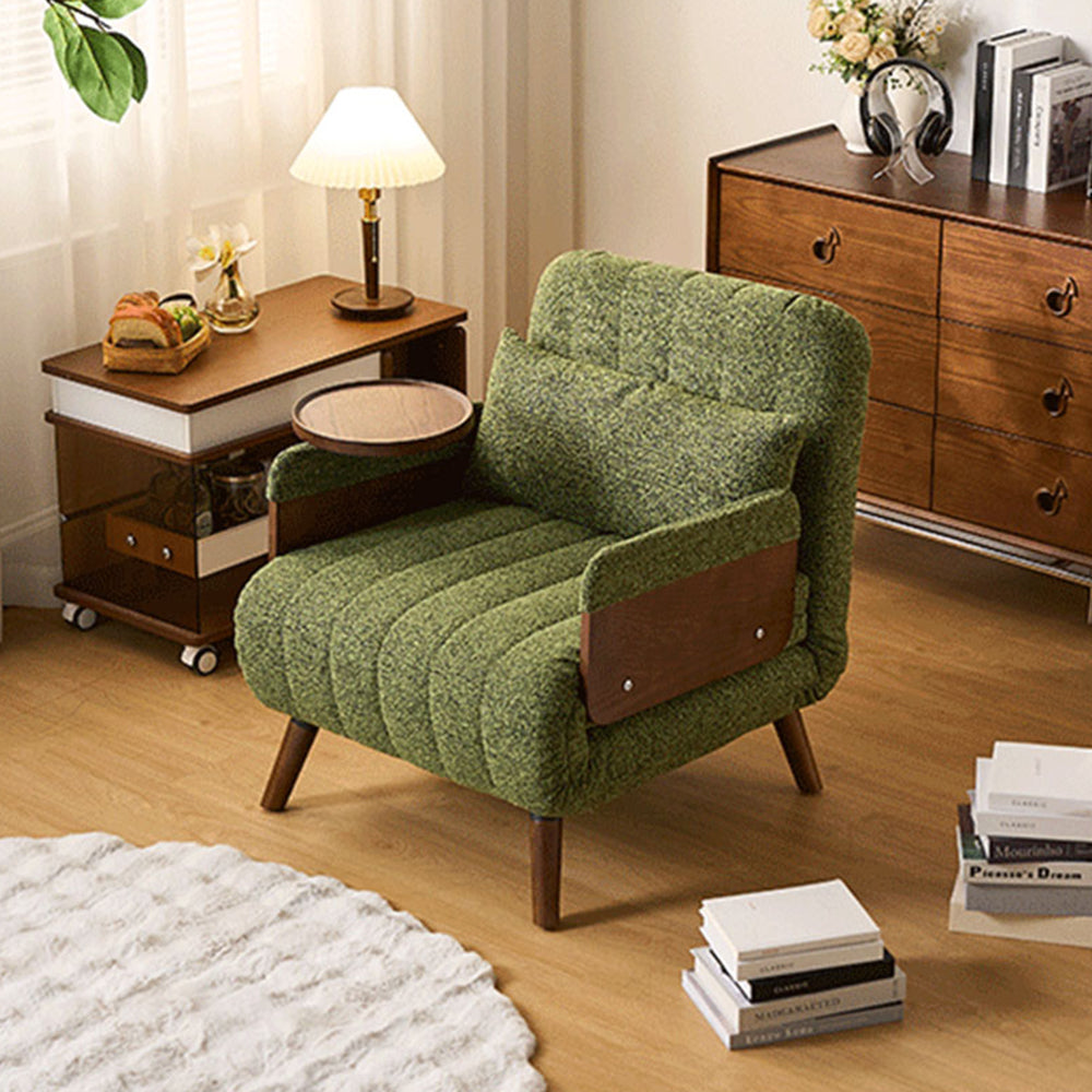 Modern Convertible Accent Chair Sofa Bed with Wood Armrests Lounge Sleeper