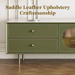 Load image into Gallery viewer, 70.87" Modern Green TV Stand with Gold-Ribbed Glass Doors &amp; Storage Drawers
