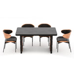 Load image into Gallery viewer, 54.6″/62.4″ Dining Table Solid Wood Artistic Geometric Base Two-Tone Contrast
