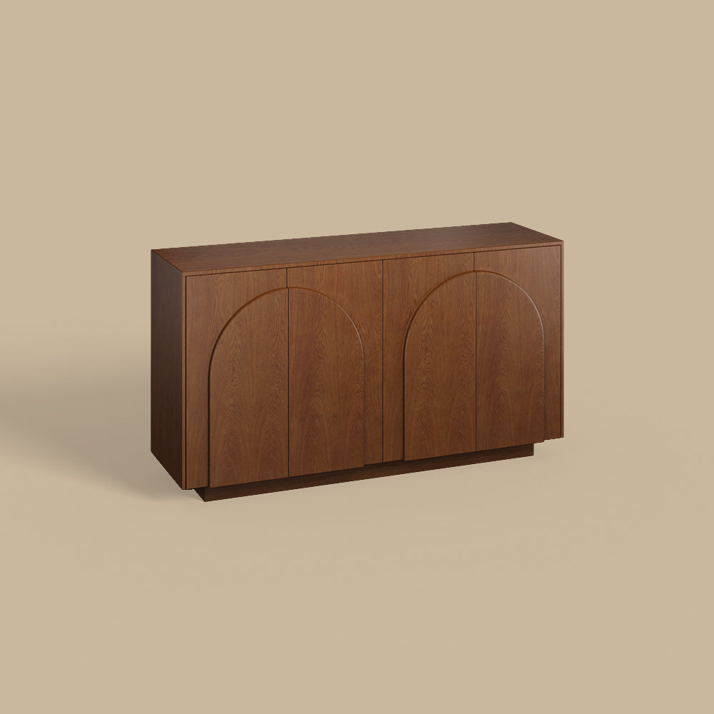 54.6'' Modern Wood Sideboard Cabinet with Elegant Arched Panel Doors Spacious Storage & Warm Natural Finish for Dining and Living Spaces