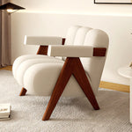 Load image into Gallery viewer, Lounge Armchair Modern Style Flannel Upholstery High Density Foam Solid Wood Frame
