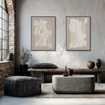 Load image into Gallery viewer, Original hand-painted texture art, merging plaster blocks with golden arcs, minimalist yet full of artistic tension.
