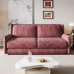 Load image into Gallery viewer, Modern chenille sofa bed with built-in mattress in wine red upholstery.
