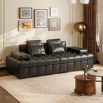 Load image into Gallery viewer, Modern Black Faux-Leather Sofa Bed Convertible Spacious and Stylish
