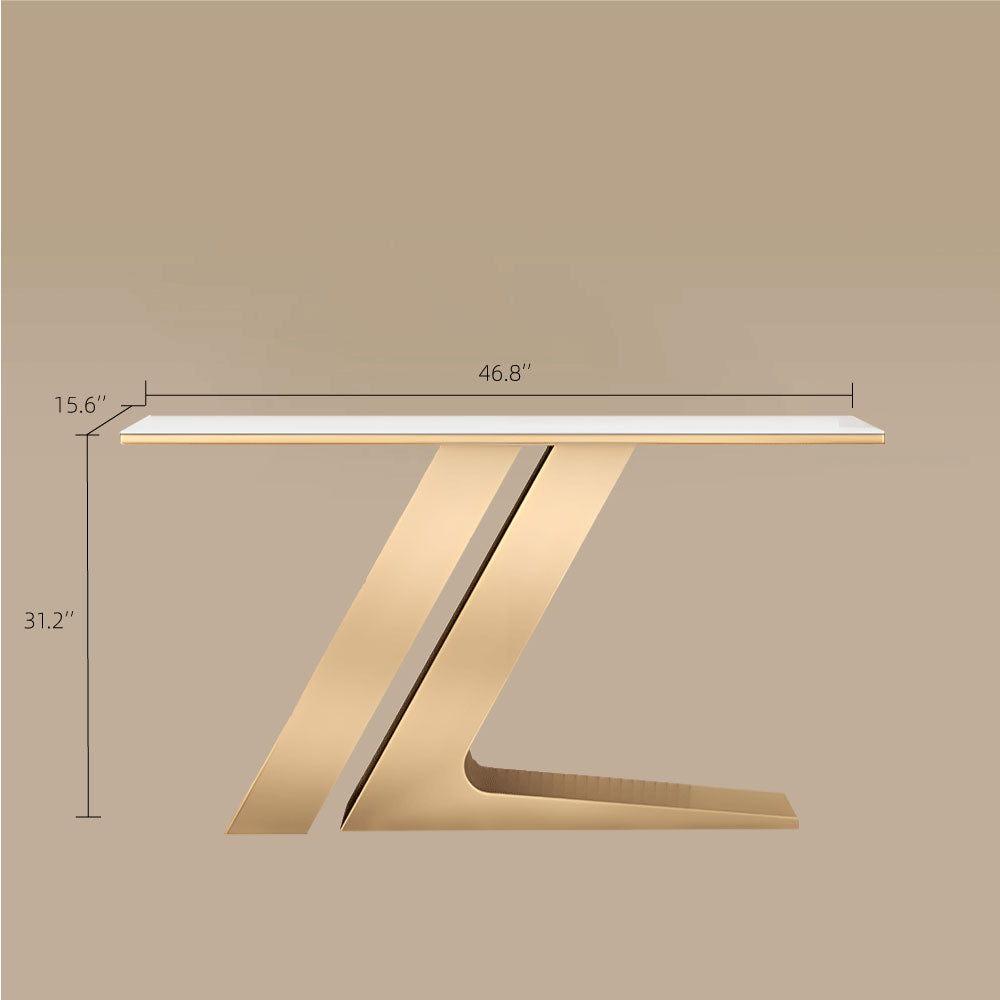 Golden Base Console Table with Decorative Accent