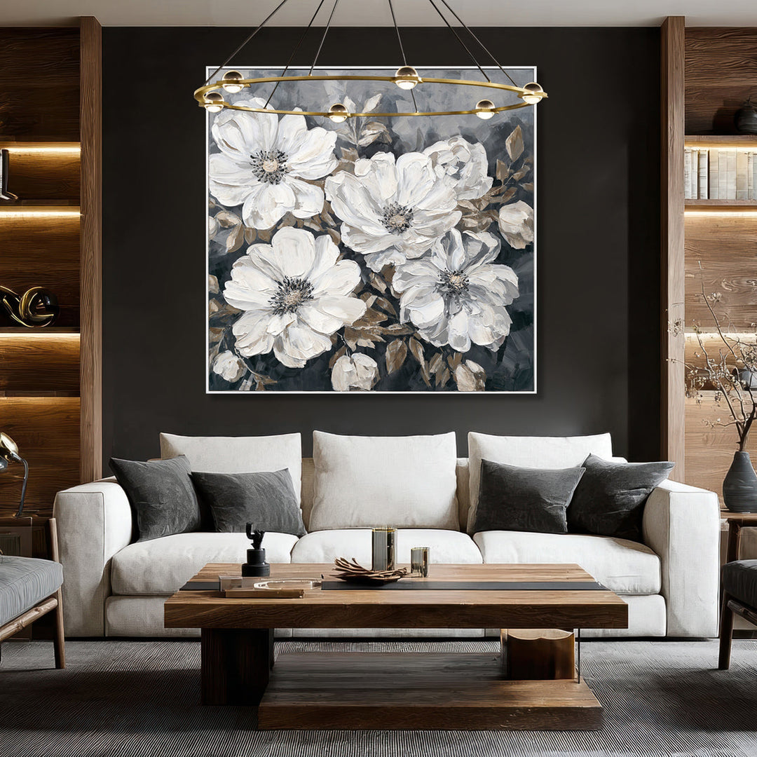 Floral Wall Art Hand-painted Texture Canvas Modern Minimalist Style Living Room Decoration
