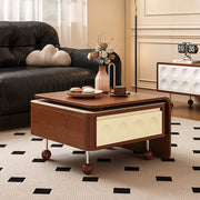 Modern Extendable Coffee Table with Sliding Top Walnut Wood Finish