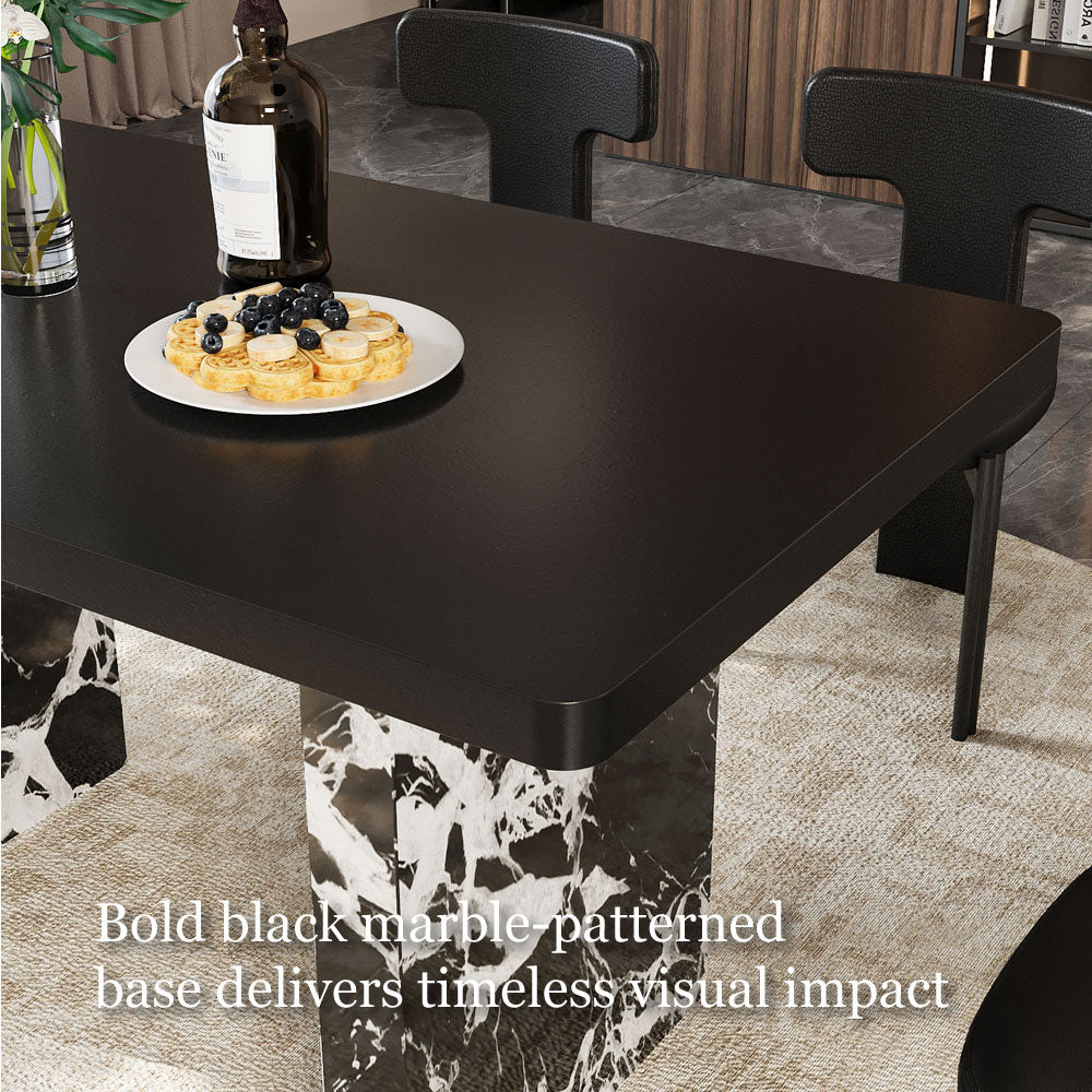 54.6"/62.4" Modern Italian Dining Table Black Marble Base & Minimalist Luxury Design