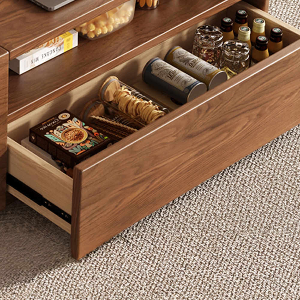 Elegant Walnut Living Room Set Lift-Top Coffee Table & Matching TV Console