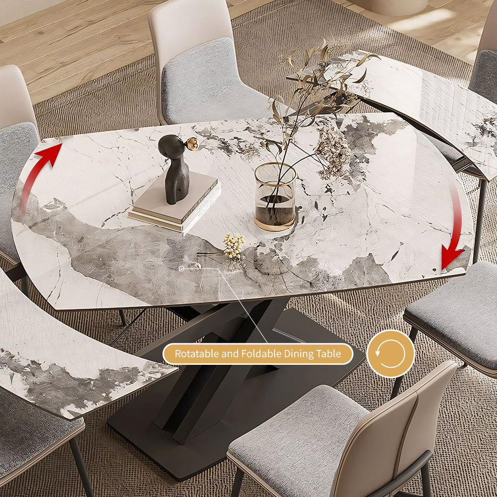46.8"-70.2" Versatile Elegant Extending Dining Table with Rotating Top Perfect for Modern Living Spaces