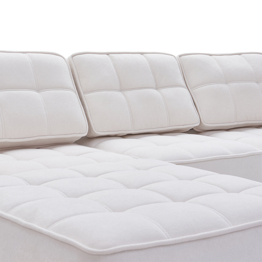 136.5" Modular Compressed Sofa Modern Tufted Lightweight Convertible Sectional for Multi-scene Use