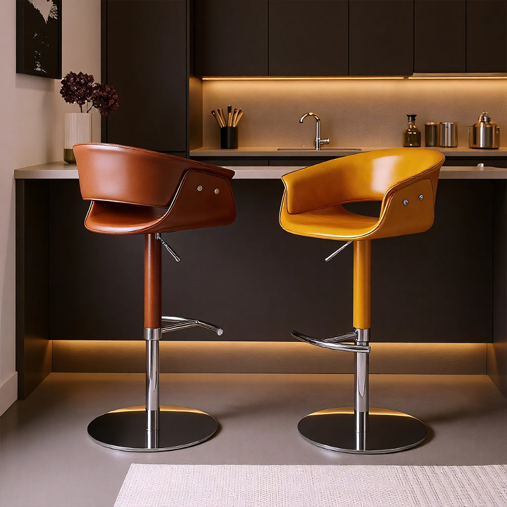 Modern Adjustable Swivel Bar Stool PU Leather Seat Gas Lift Height Adjustable Counter Bar Chair 1 Piece