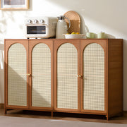 50'' Modern Sideboard Cabinet with Faux Rattan Doors 4-Door Storage Buffet
