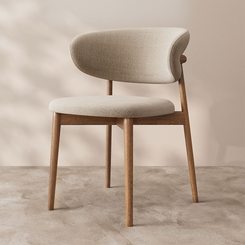 2PCS Dining Chair Modern Ash Wood Frame Curved Backrest