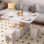 Load image into Gallery viewer, Modern Multifunctional Foldable Coffee Table with Wheels &amp; 2 Stools
