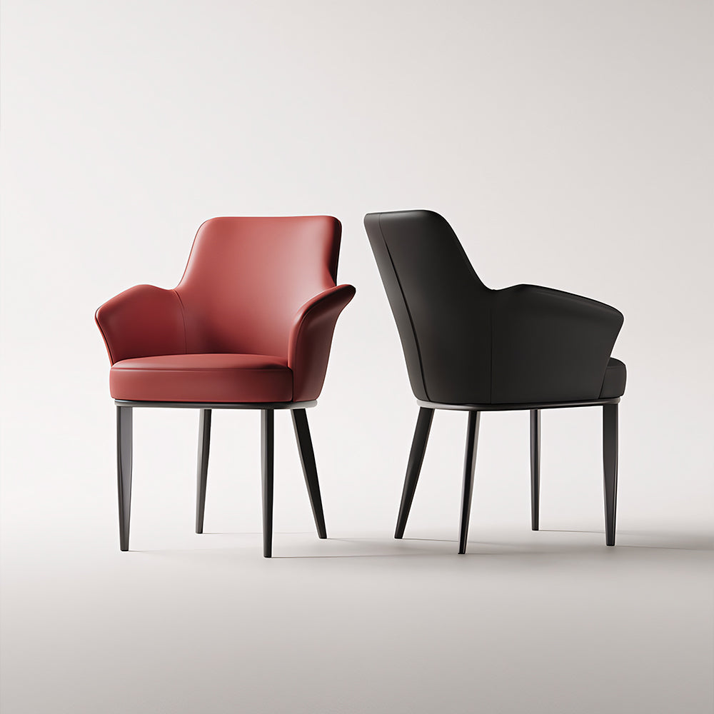 Modern Faux Leather Dining Chair with Curved Armrests and Metal Legs 1 Piece