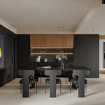 Load image into Gallery viewer, 54.6&quot;/62.4&quot; Modern Italian Dining Table Set – Black Marble Base &amp; Minimalist Luxury Design

