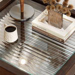 Load image into Gallery viewer, Modern Solid Wood Bedside Table with Fluted Glass Top Multi Layer Storage Nightstand
