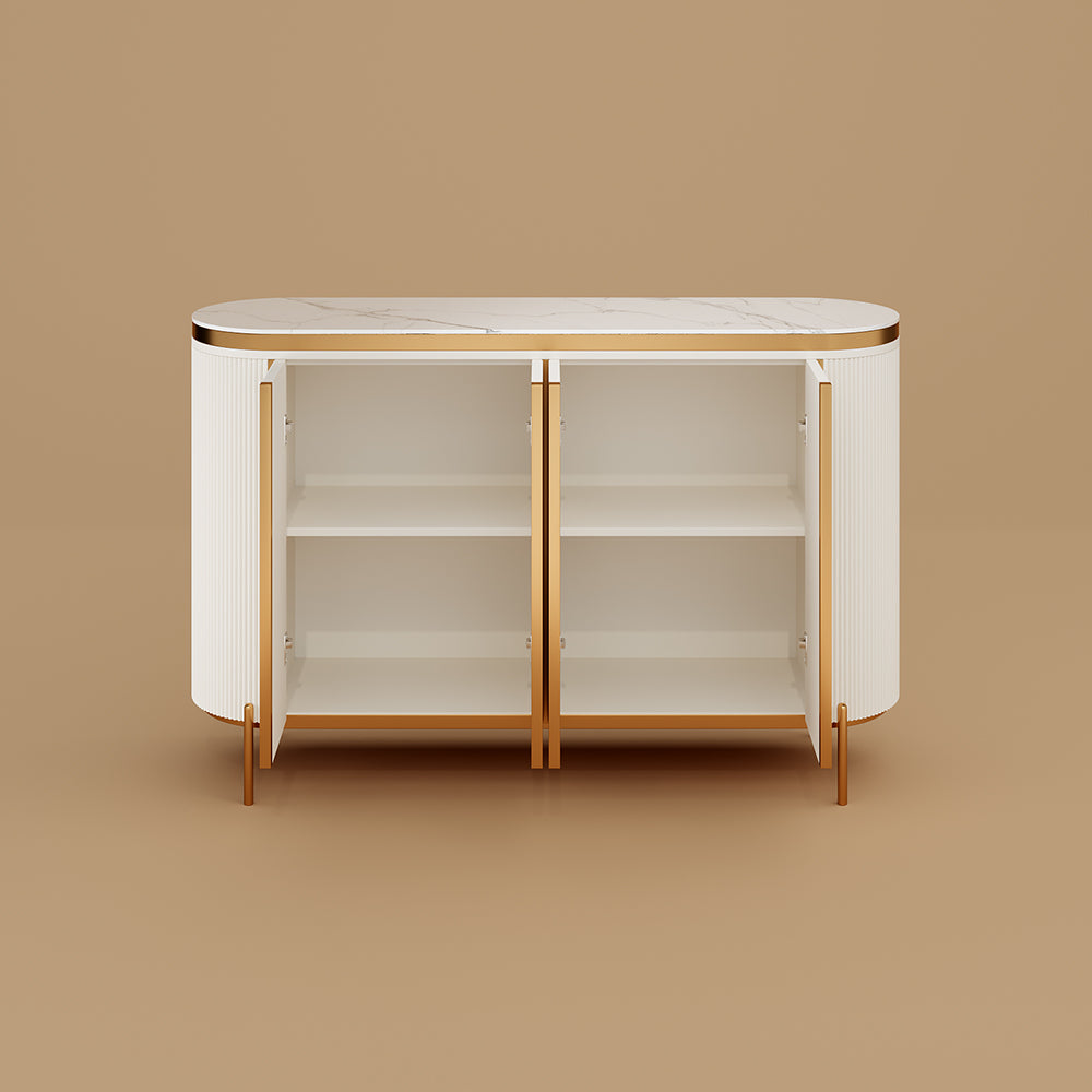 58.5" Elegant and Modern White and Gold Sideboard Cabinet with Ample Storage