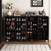 55.1''/62.9'' Modern Black Shoe Cabinet Large Capacity Entryway Storage Organizer