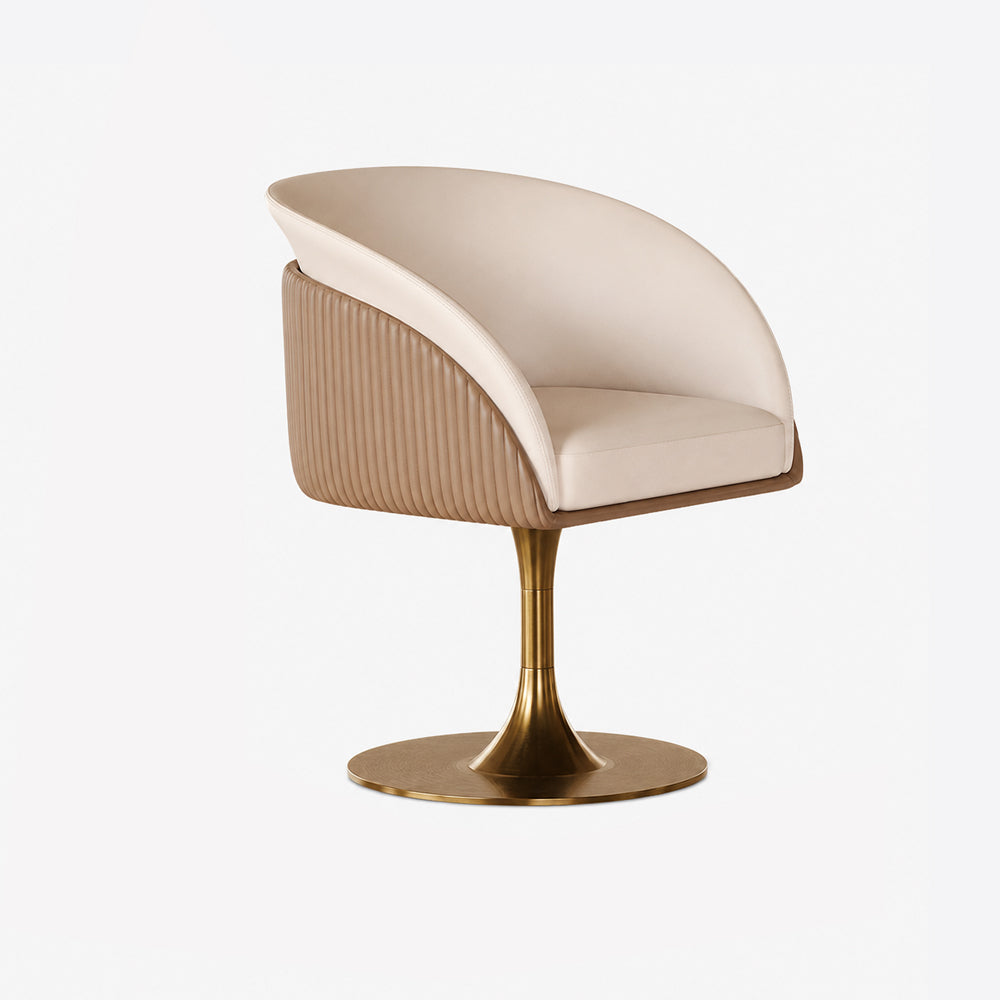 Modern Luxury Swivel Accent Chair Upholstered Vanity Chair with Gold Pedestal Base 1 Piece