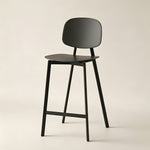 Load image into Gallery viewer, Modern Minimalist Bar Stool Black Metal Counter Chair with White Curved Backrest 1 Piece
