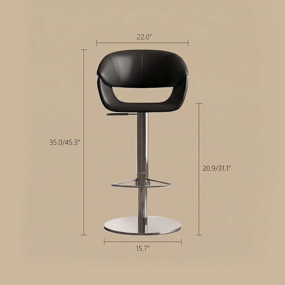 Modern Adjustable Swivel Bar Stool PU Leather Seat Gas Lift Height Adjustable Bar Chair with Chrome Base 1 Piece