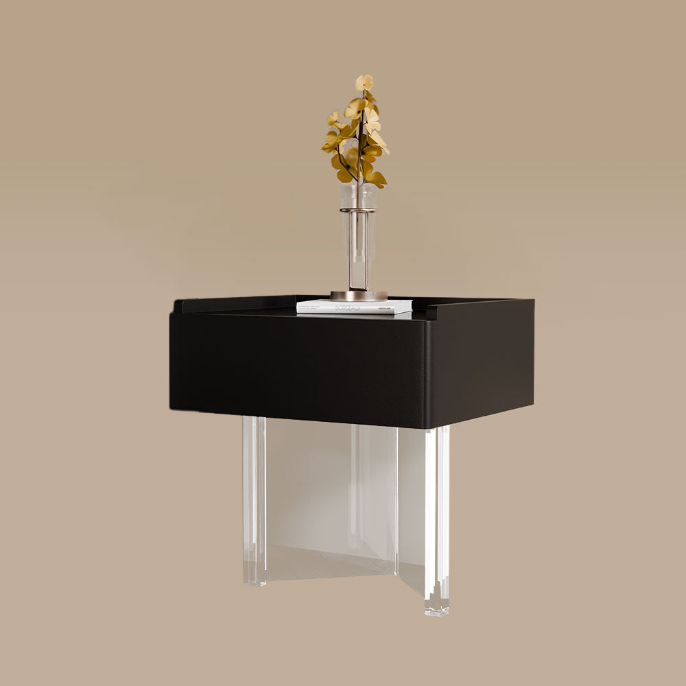 Luxury Smart Nightstand Bedside Table with Scratch-Resistant Leather & LED Lighting