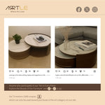 Load image into Gallery viewer, 31.5&quot; Round Nesting Coffee Table Set with Drawer Marble Texture Top Walnut Minimalist Storage Design
