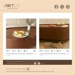 Load image into Gallery viewer, 54.6&#39;&#39;Walnut Oval Coffee Table Hammered Texture Design Modern Minimalist
