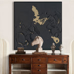 Load image into Gallery viewer, Handmade Abstract Wall Art – Black Textured Painting with Gold Accents
